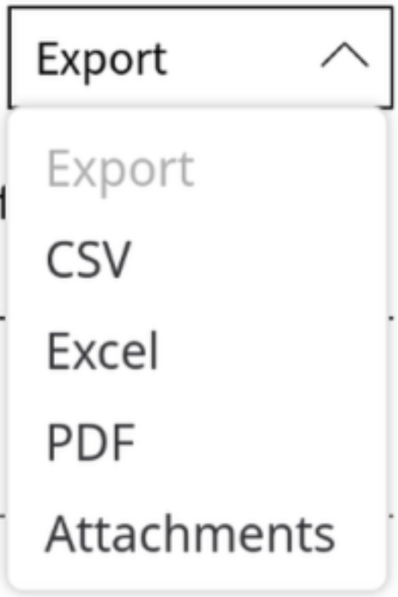 Export dropdown example for tables 